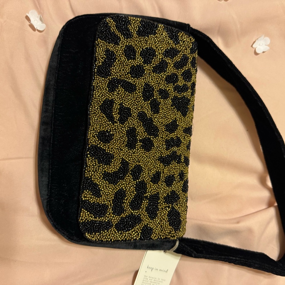 Leopard Print Black and Gold Women's Bag